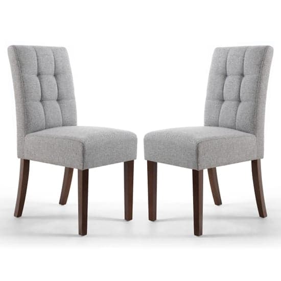 Mendoza Silver Grey Linen Dining Chairs With Walnut Leg In Pair_1