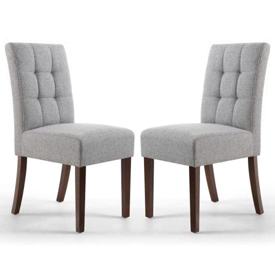 Mendoza Silver Grey Stitched Waffle Linen Dining Chairs In Pair_1