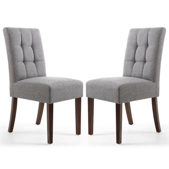 Mendoza Steel Grey Linen Dining Chairs With Walnut Leg In Pair_1
