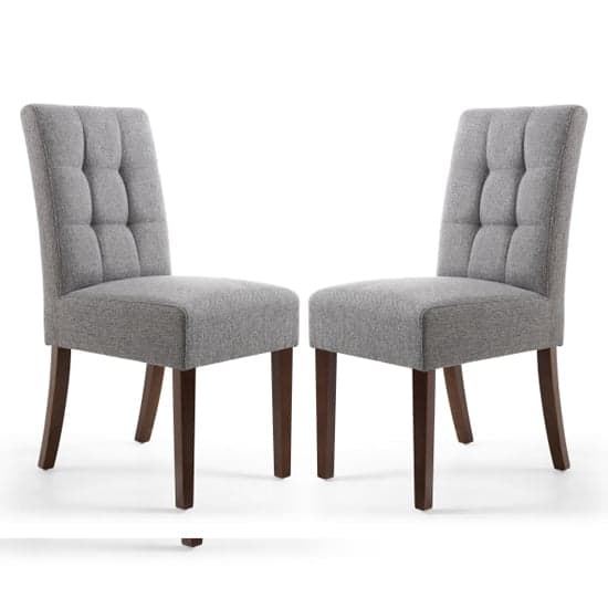 Mendoza Steel Grey Stitched Waffle Linen Dining Chairs In Pair_1