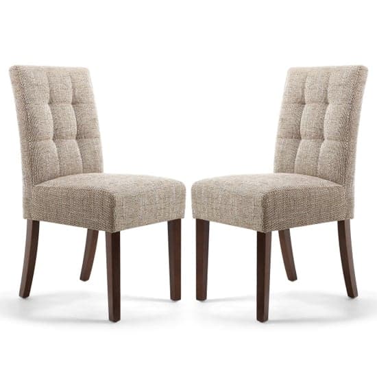 Mendoza Tweed Linen Dining Chairs With Walnut Leg In Pair_1