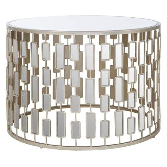 Menkalinan Large Round Glass Top Side Table With Silver Frame_1