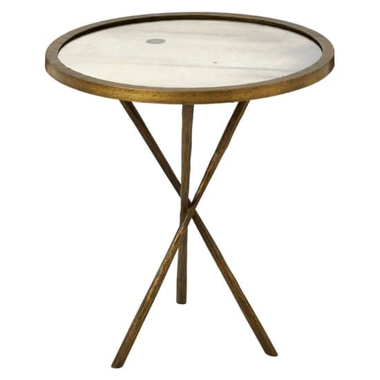 Menkent 46cm Glass Top Side Table With Antique Brass Frame_2