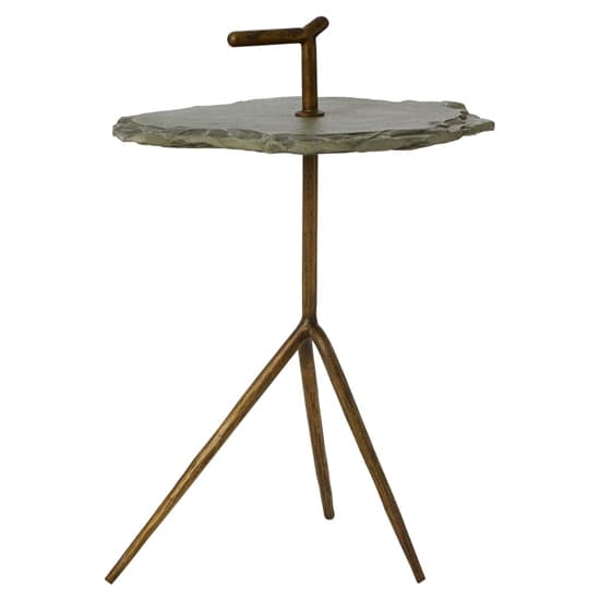 Menkent Grey Stone Top Side Table With Antique Brass Legs_3