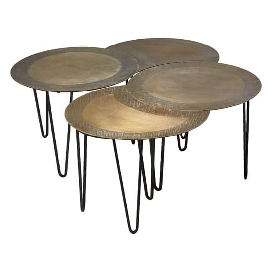 Menkent Metal Set Of 4 Coffee Tables In Antique Brass_1