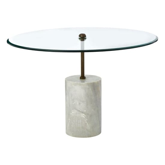 Menkent Round Clear Glass Side Table With White Marble Base_2