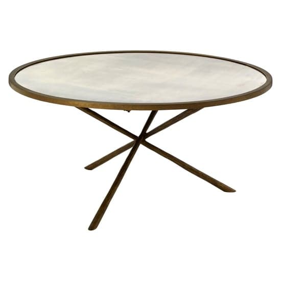 Menkent Round Glass Top Coffee Table With Antique Brass Frame_1