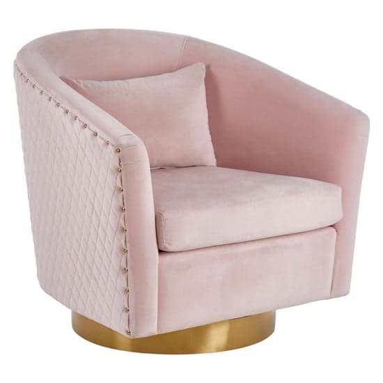 Menkib Upholstered Velvet Tub Chair In Soft Pink_2