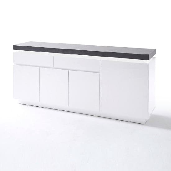 Mentis Sideboard With LED In Matt White And Concrete With 4 Door_1