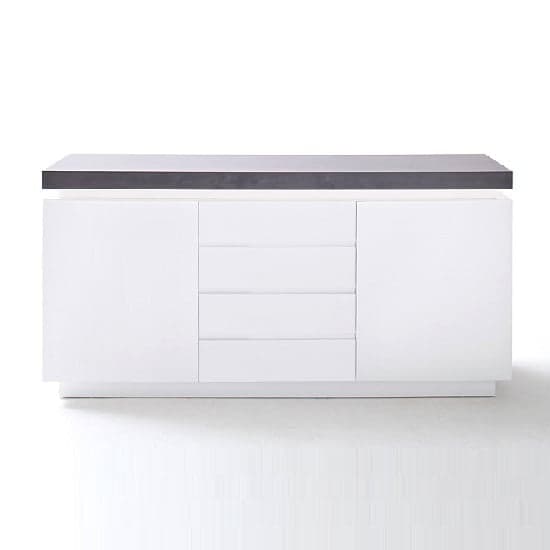 Mentis Sideboard With LED In Matt White Concrete And 4 Drawers_3