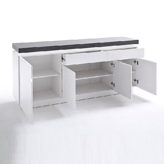 Mentis Sideboard With LED In Matt White And Concrete With 4 Door_2