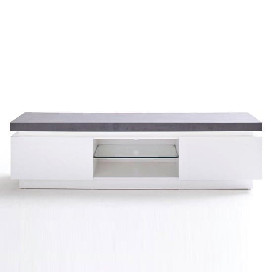 Mentis TV Stand With LED In Matt White And Concrete_3