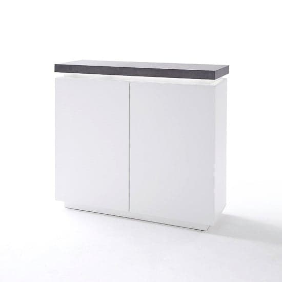 Mentis Sideboard In Matt White And Concrete With LED_1