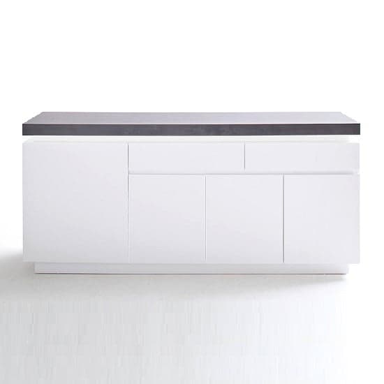 Mentis Sideboard With LED In Matt White And Concrete With 4 Door_4