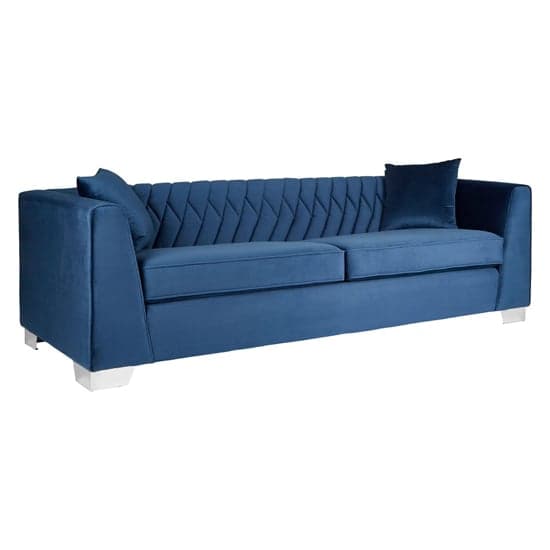 Merak Upholstered Velvet 3 Seater Sofa In Dark Blue_2