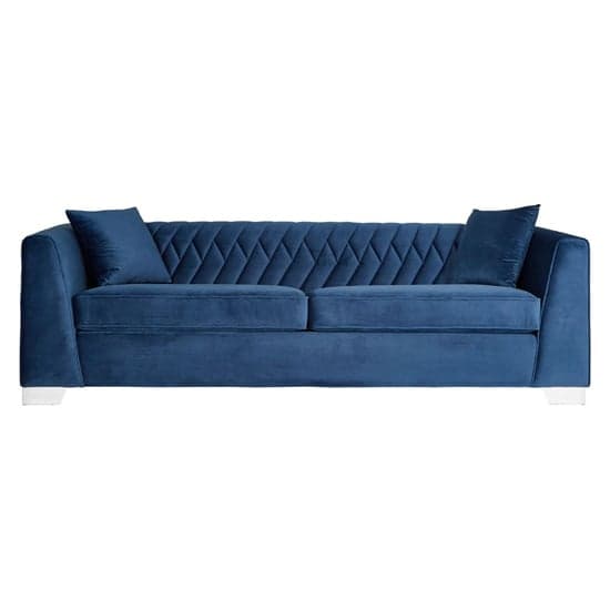 Merak Upholstered Velvet 3 Seater Sofa In Dark Blue_3
