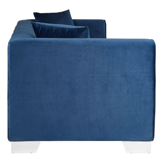 Merak Upholstered Velvet 3 Seater Sofa In Dark Blue_4