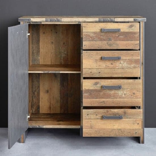 Merano Chest Of Drawers In Old Wood And Matera Grey With 1 Door_2