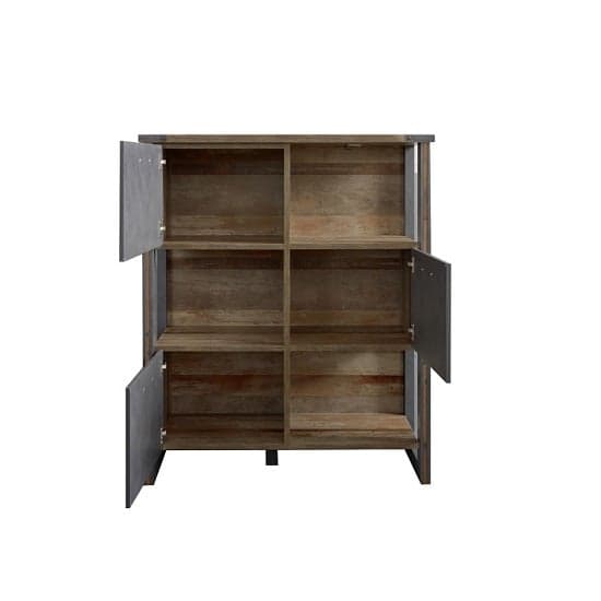 Merano Wooden Shelving Unit In Old Wood And Matera Grey And LED_2
