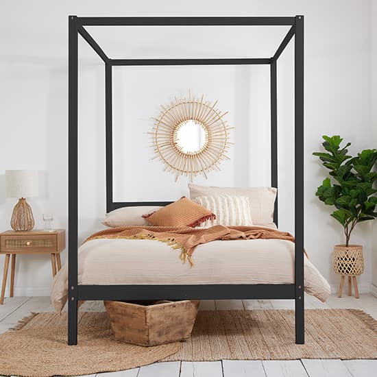 Mercia Pine Wood Four Poster Double Bed In Black_2
