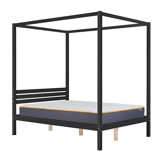 Mercia Pine Wood Four Poster Double Bed In Black_3
