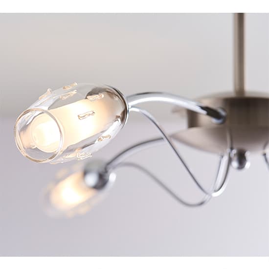 Mercury 3 Lights Glass Semi Flush Ceiling Light In Satin Chrome_3