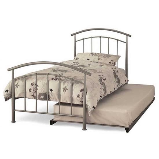 Mercury Metal Single Bed With Guest Bed In Silver_2