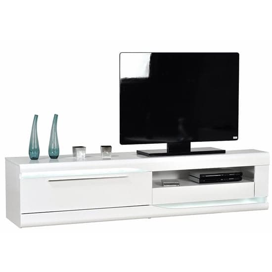 Merida Wooden TV Stand In White High Gloss With 2 Drawers_1