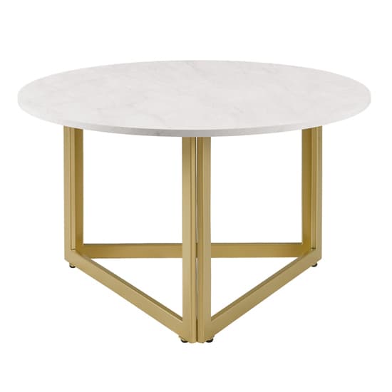 Meridian Wooden Coffee Table Round In White Marble Effect_3