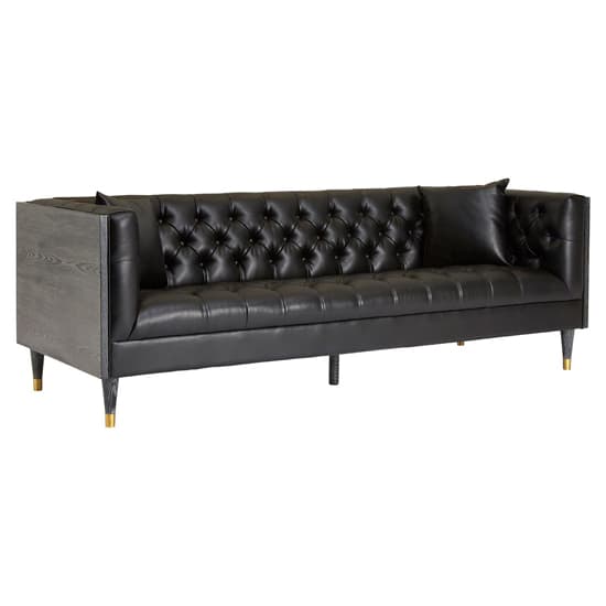 Meridiana Chesterfield Faux Leather 3 Seater Sofa In Black_3