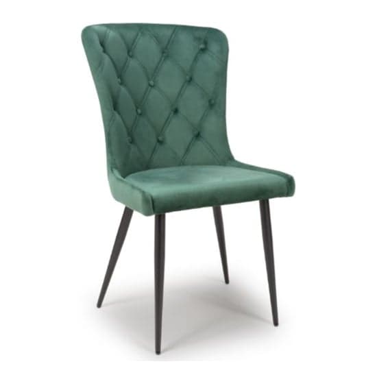 Merill Green Velvet Dining Chairs With Metal Legs In Pair_2