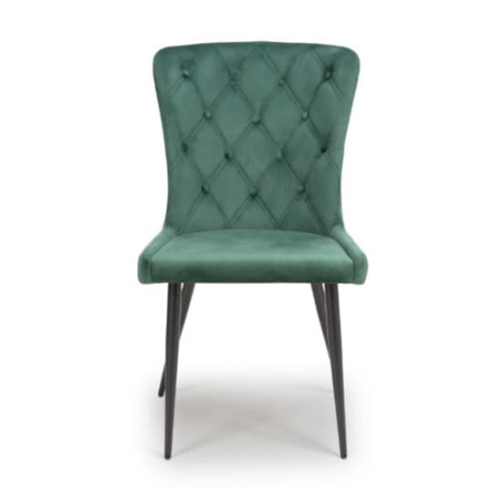 Merill Green Velvet Dining Chairs With Metal Legs In Pair_3