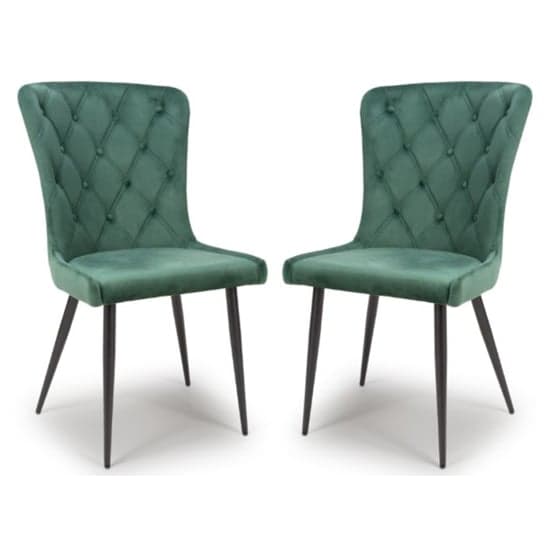 Merill Green Velvet Dining Chairs With Metal Legs In Pair_1