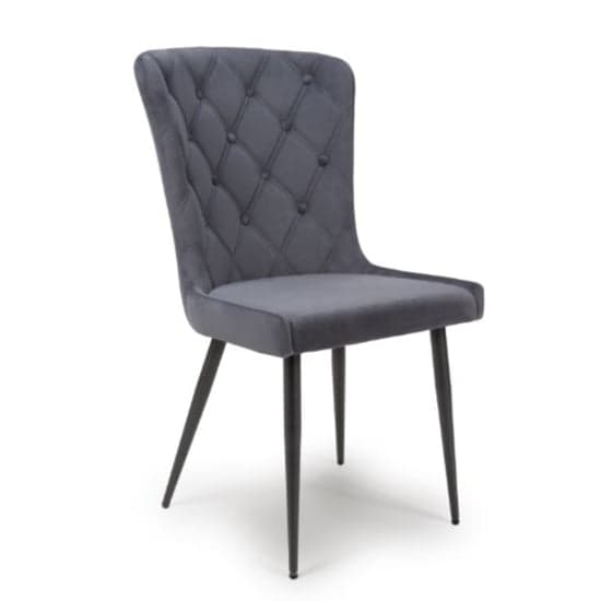 Merill Grey Velvet Dining Chairs With Metal Legs In Pair_2