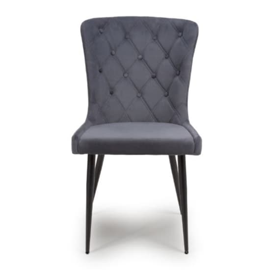 Merill Grey Velvet Dining Chairs With Metal Legs In Pair_3