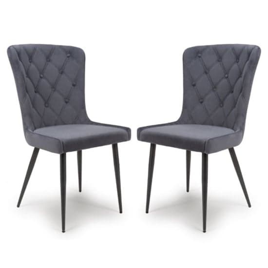 Merill Grey Velvet Dining Chairs With Metal Legs In Pair_1