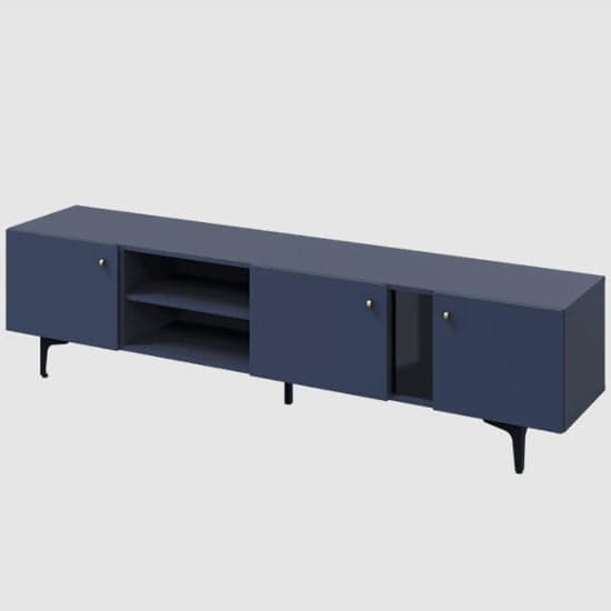 Merill Wooden TV Stand Large With 3 Doors In Navy_2