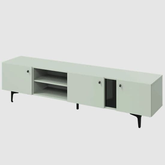 Merill Wooden TV Stand Large With 3 Doors In Sage Green_2