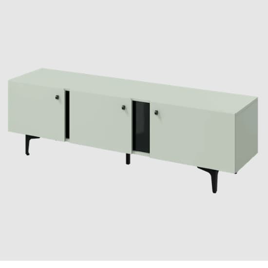 Merill Wooden TV Stand Small With 3 Doors In Sage Green_2