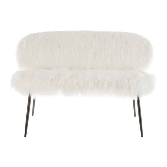 Merope Upholstered Faux Fur Sofa With Black Metal Legs In White_1