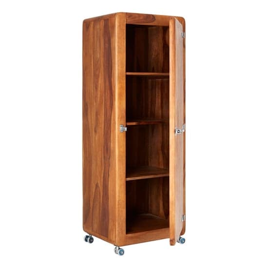 Merova Tall Wooden Storage Cabinet With 1 Door In Brown_2