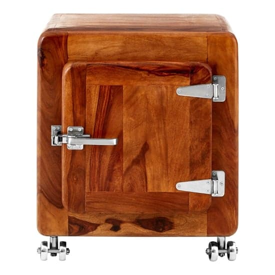 Merova Wooden Side Table With 1 Door In Brown_3