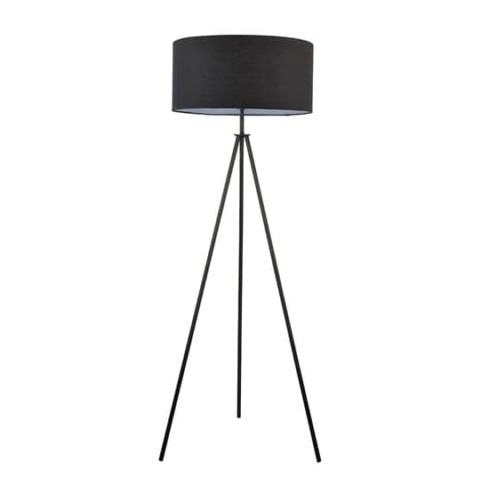 Merrill Cylinder Black Shade Floor Lamp With Matt Black Tripod_7