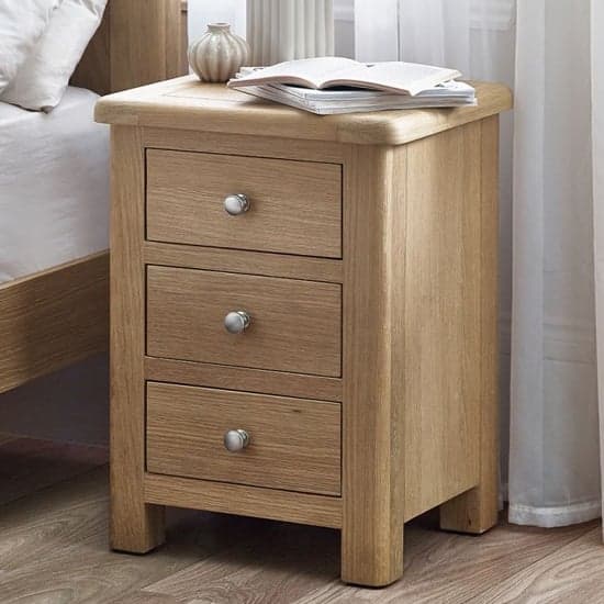Merritt Wooden Bedside Cabinet With 3 Drawers In Limed Oak_1