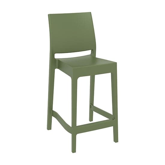 Mesa Olive Green Polypropylene Bar Chairs In Pair_2