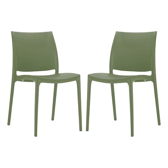 Mesa Olive Green Polypropylene Dining Chairs In Pair_1