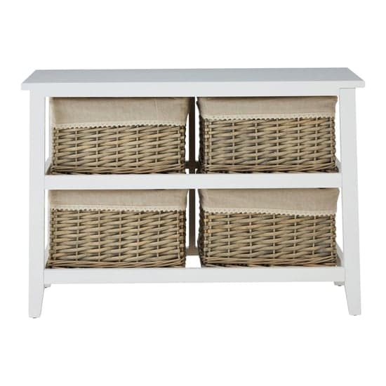 Mesan Wide Wooden Chest Of 4 Woven Willow Drawers In White_4