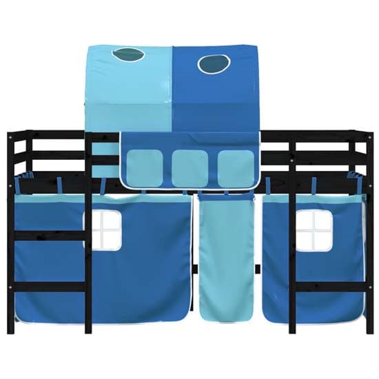 Messina Kids Pinewood Loft Bed In Black With Blue Tunnel_5
