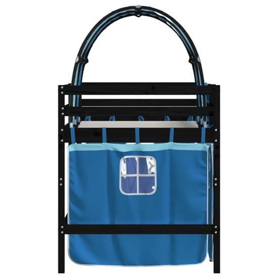 Messina Kids Pinewood Loft Bed In Black With Blue Tunnel_6