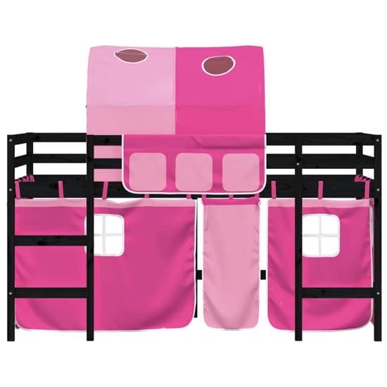 Messina Kids Pinewood Loft Bed In Black With Pink Tunnel_5